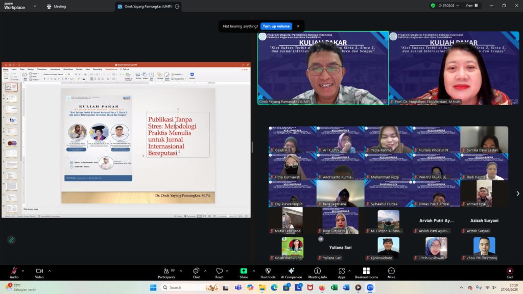 Kuliah Pakar: Kiat Sukses Terbit di Jurnal Nasional Sinta 2, Sinta 3, dan Jurnal Internasional Terindeks Ebsco dan Scopus
