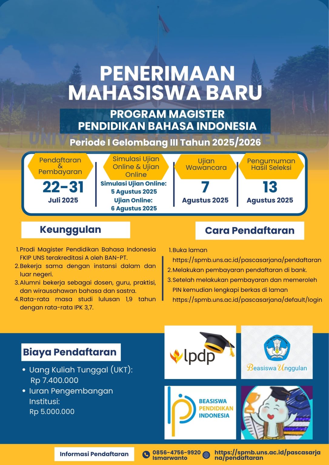 Penerimaan Mahasiswa Baru Program Magister Pendidikan Bahasa Indonesia Periode 1 Gelombang III Tahun 2025/2026